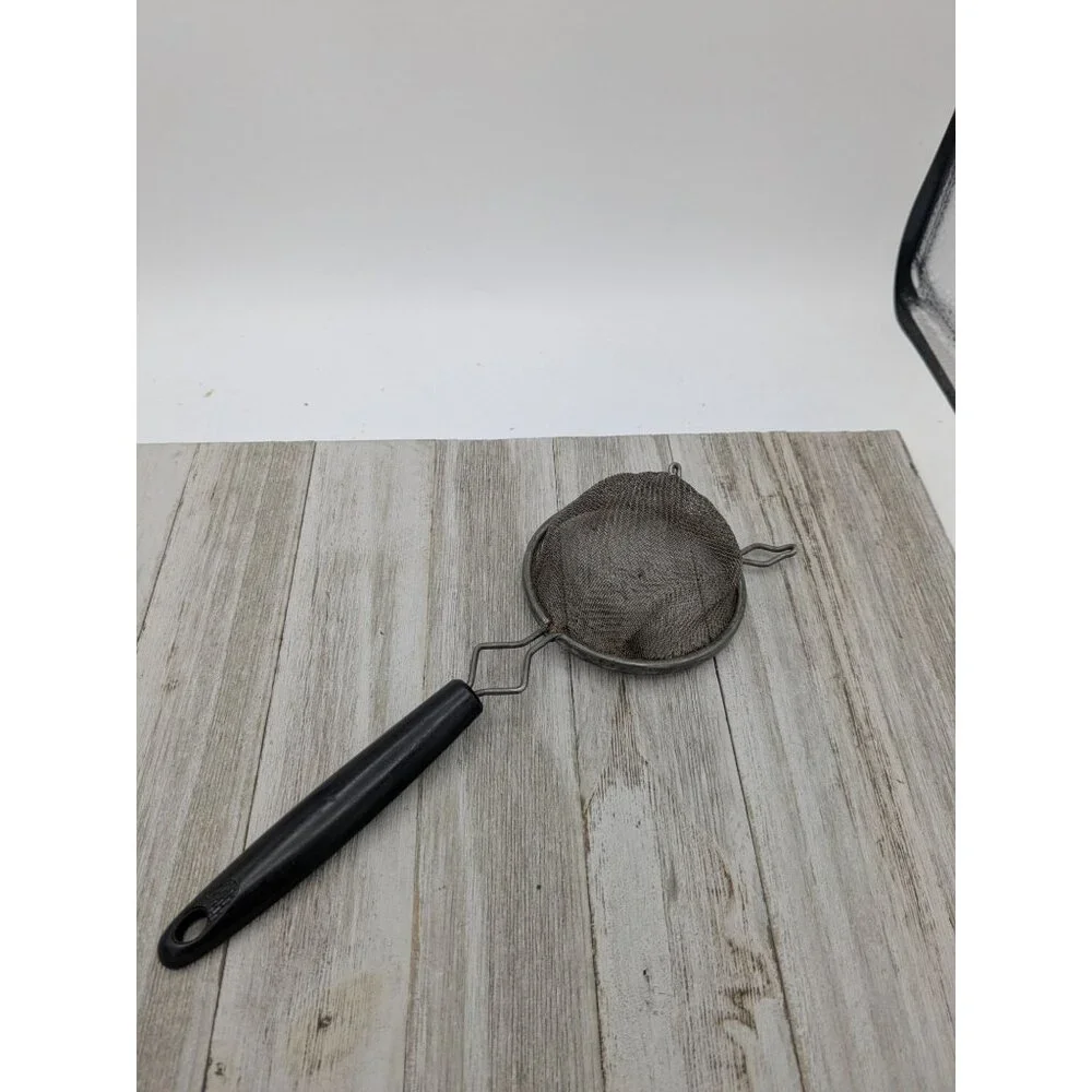 Vintage Ekco #1 Black Handle 9 1/2" Hand Strainer Screen Sifter 2 3/4" Basket - Picture 4 of 7